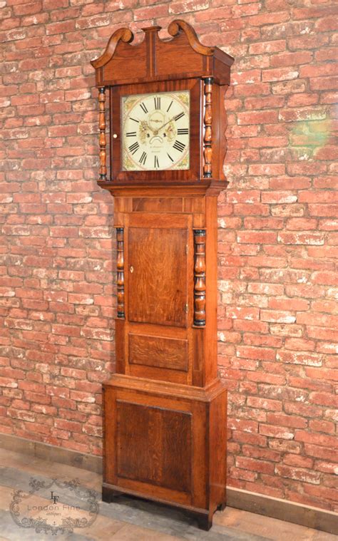 Antique Longcase Grandfather Clock. Mahogany & Oak Case, Painted Dial ...