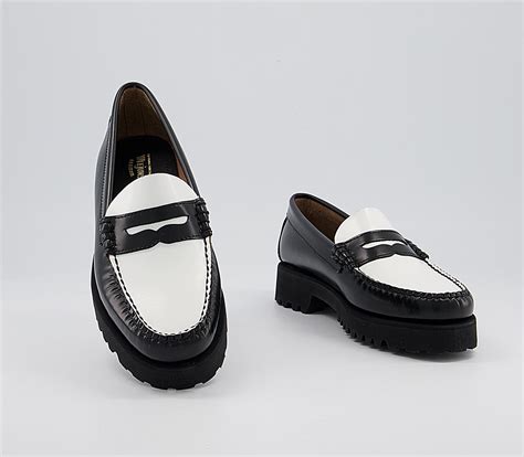 G.H Bass & Co Weejuns 90s Penny Loafers Black White - Flat Shoes for Women