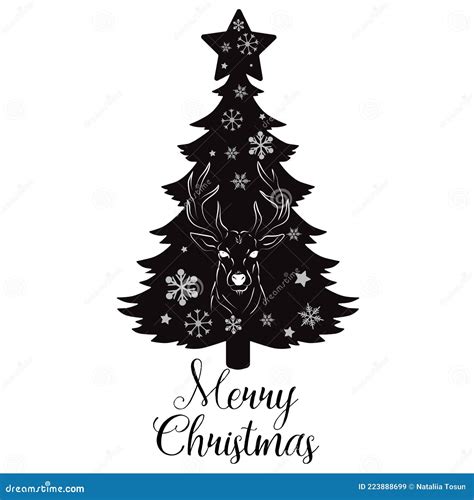 Elegant Outline Drawing of Merry Christmas, Vector Illustration Stock ...