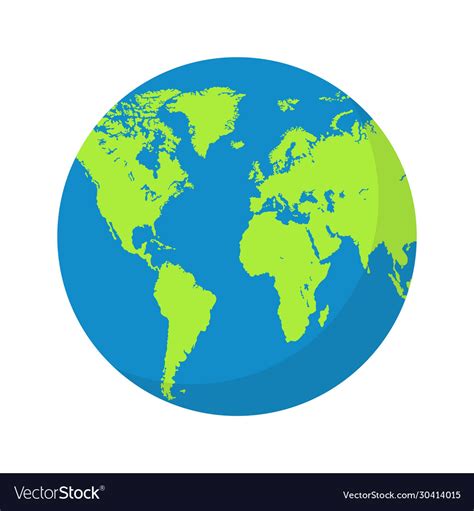 Earth globe flat design planet icon Royalty Free Vector