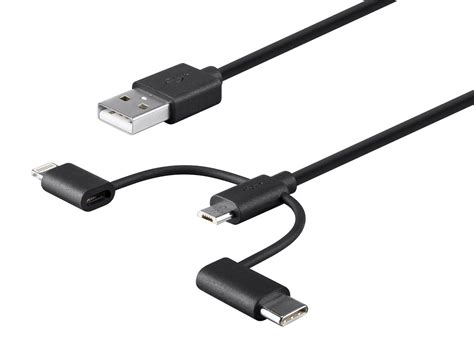 Monoprice MFi Certified Micro USB + USB-C + Lightning 3-in-1 Cable (0.9m) – CableGeek Australia