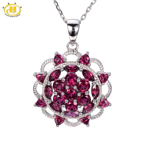 Hutang New Arrival Rhodolite Garnet Pendant Solid 925 Sterling Silver Necklace Women's Fine ...