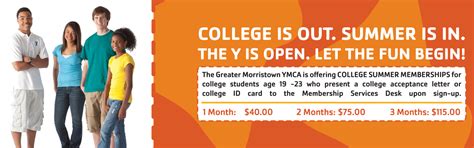 College Membership Summer Special | The Greater Morristown YMCA