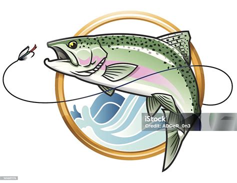 Leaping Rainbow Trout Icon Stock Illustration - Download Image Now - Trout, Fishing, Fly-fishing ...