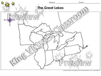 Great Lakes Map - Blank - Full Page - King Virtue's Classroom by King ...