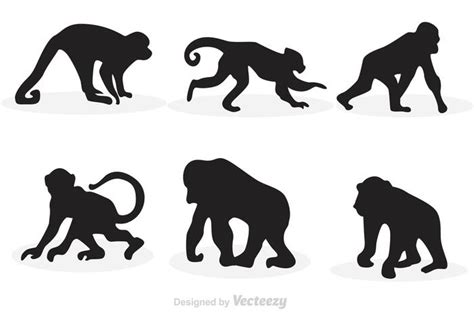 Monkey Silhouette Vectors - Download Free Vector Art, Stock Graphics ...