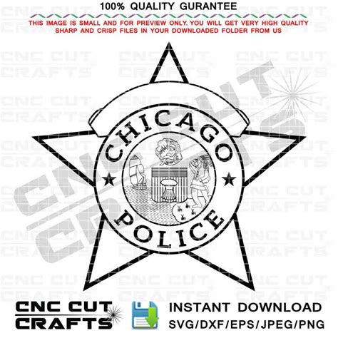 Chicago Police Badge Vector File With Blank Top Banner in 5 - Etsy