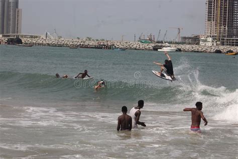 A Tourist Surf Tarkwa Bay Beach , Lagos Nigeria Editorial Stock Image ...