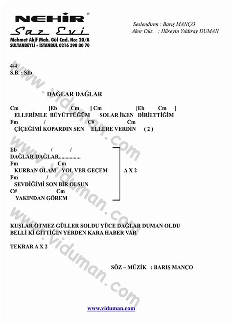 Dağlar Dağlar – Ritim Gitar Akorları – Hüseyin Yıldıray Duman | İstanbul Sultanbeyli Müzik ...