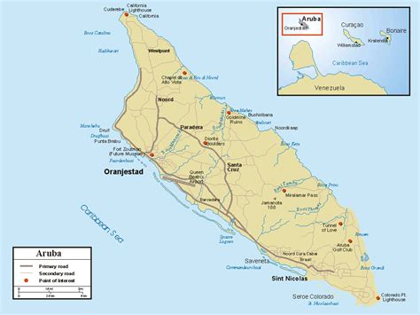 Detailed road map of Aruba. Aruba detailed road map | Vidiani.com | Maps of all countries in one ...