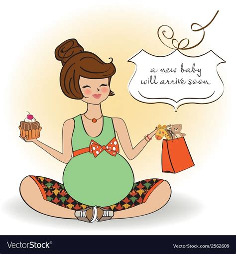 Baby announcement card with pregnant woman Vector Image | Baby sleep problems, Baby announcement ...