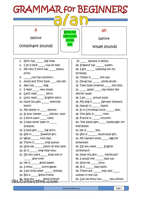 English Lessons For Beginners Exercises