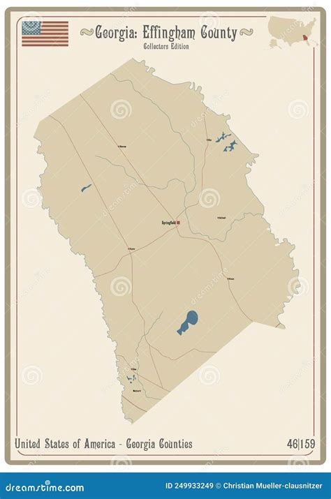 Map of Effingham County in Georgia Stock Vector - Illustration of highway, geography: 249933249