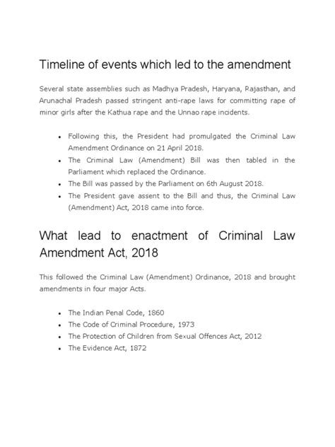 Timeline of Events Which Led To The Amendment | PDF | Bail | Public Law