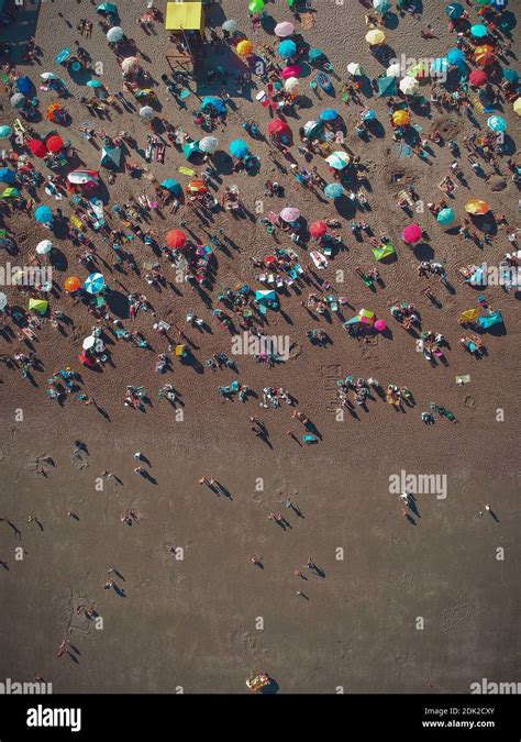 Aerial View Of People At Beach Stock Photo - Alamy