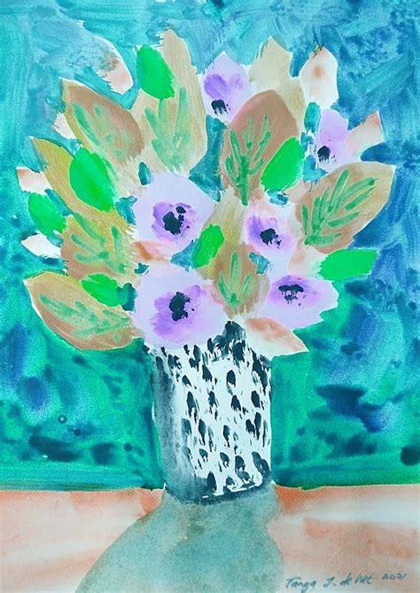 Whimsical Flower Paintings with Unloved Art Supplies | Tanya J. De Wet ...