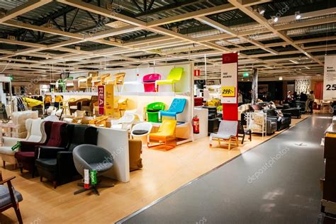 Interior of large IKEA store with a wide range of products in Malmo ...