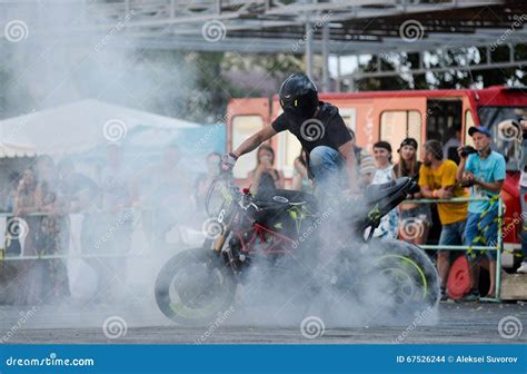 Stunt Rider on a Sport Bike ,on a Stunt Battle Editorial Stock Image - Image of biker, power ...