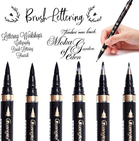 kalligraphie stift, 6er-Set Kalligraphie Kugelschreiber Schwarze Fasermaler Pinsel Stift ...