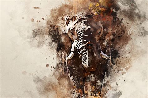 Elephant watercolour effect canvas art print – Elephant abstract art ...