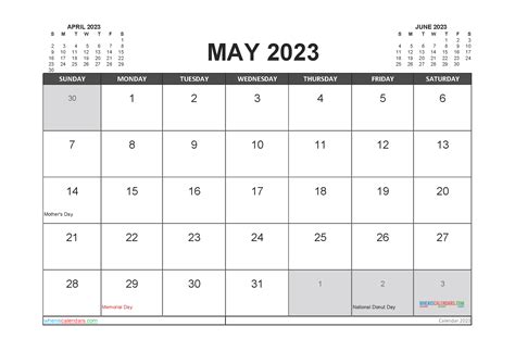 Printable May 2023 Calendar Free - 12 Templates