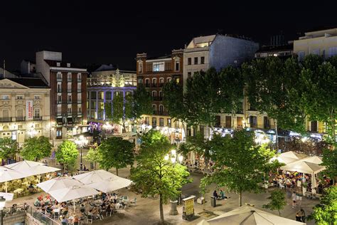 Madrid Nightlife - the Fabulous Plaza de Santa Ana at Night Photograph by Georgia Mizuleva ...