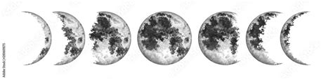 Moon phases isolated on white background. Watercolor hand drawn ...