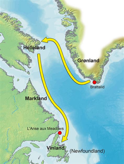 Map of the Greenland-Vinland Voyage (Illustration) - World History ...