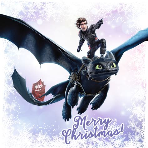 Merry Christmas cards How to Train your Dragon with Light fury, Toothless and Hiccup - YouLoveIt.com