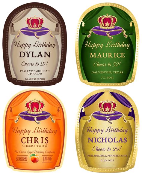 Custom Crown Royal Label Bottle Birthday Crown Royal Label | Etsy