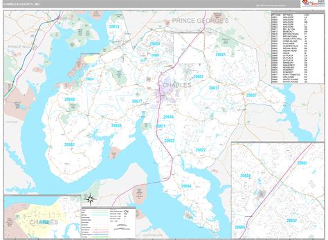 Charles County, MD Wall Map Premium Style by MarketMAPS