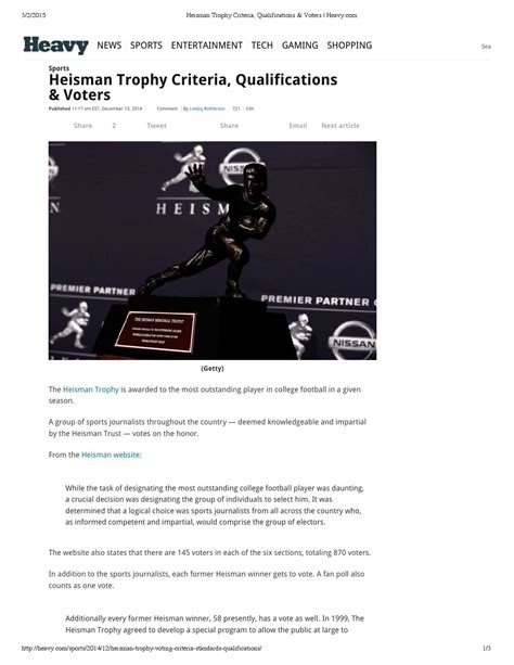 Heisman Trophy Criteria, Qualifications & Voters by Lindzy Rothkranz ...