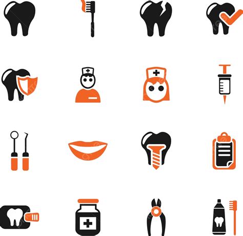 Dental Office Icon Set Medicine Tooth Symbol Vector, Medicine, Tooth, Symbol PNG and Vector with ...