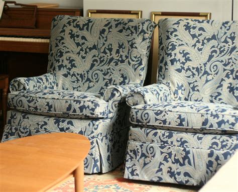 Blue Paisley Swivel Rocker Chairs - Slipcovers by Shelley