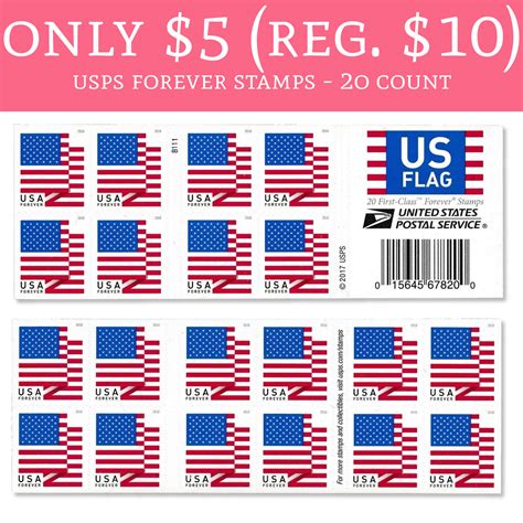 Only $5 (Regular $10) USPS Forever Stamps 20 Count - Deal Hunting Babe