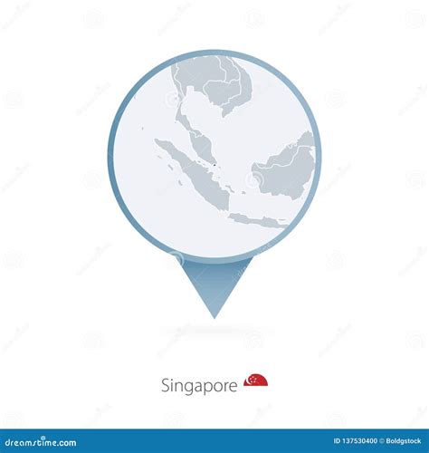 Map Pin with Detailed Map of Singapore and Neighboring Countries Stock Vector - Illustration of ...