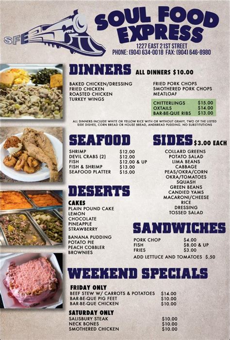 Menu of Soul Food Express in Jacksonville, FL 32206