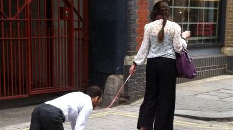 Mystery of London woman walking man on leash solved | Al Arabiya English