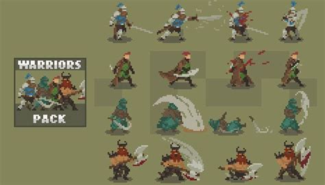 Warriors Pack - 4 characters | | Pixel art characters, Pixel art ...