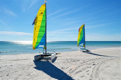 Hobie Cat Catamarans behind the Sandpiper Beacon Beach Resort in Panama City Beach, Florida ...