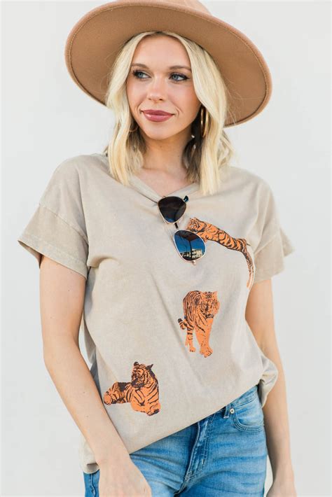 Tiger Tiger Taupe Brown Graphic Tee - Edgy Graphic Tees – Shop The Mint