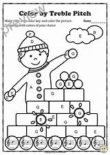 Musical Coloring Pages For Winter {Color By Treble Pitch} With Answers sketch template