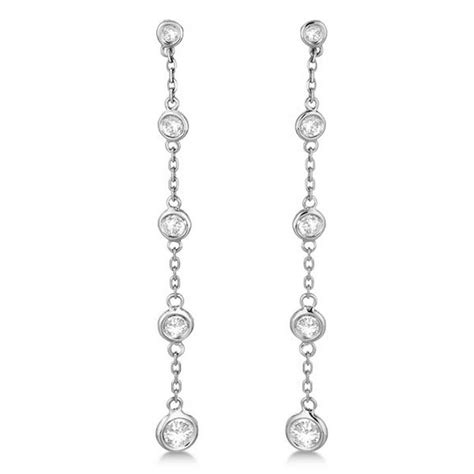 Lot - Bezel-Set Diamonds By The Yard Drop Earrings 14k White Gold (1.00ct) #PAPPS21231