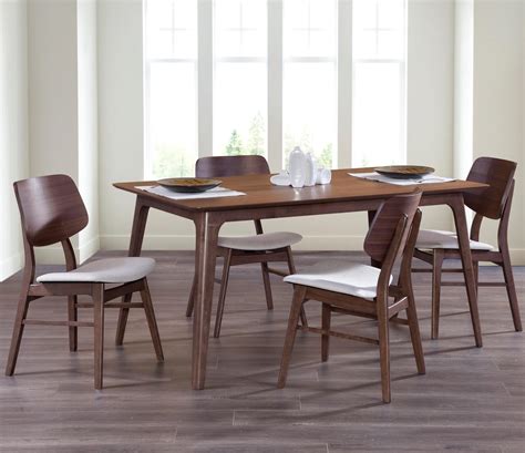 New Classic Oscar D1651-20x4+D1651-11x1 5-Piece Mid Century Modern Dining Set with 60" Rectangle ...