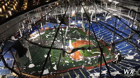 Tropicana Field roof destroyed by Hurricane Milton