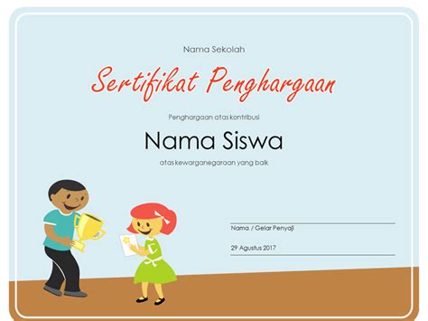 Contoh Piala Siswa Berprestasi Contoh Piagam Penghargaan Juara Kelas | The Best Porn Website