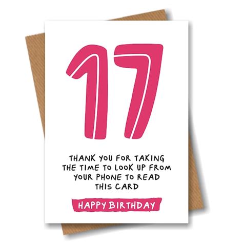 17th Birthday Card Funny Joke for 17 Year Old | Etsy