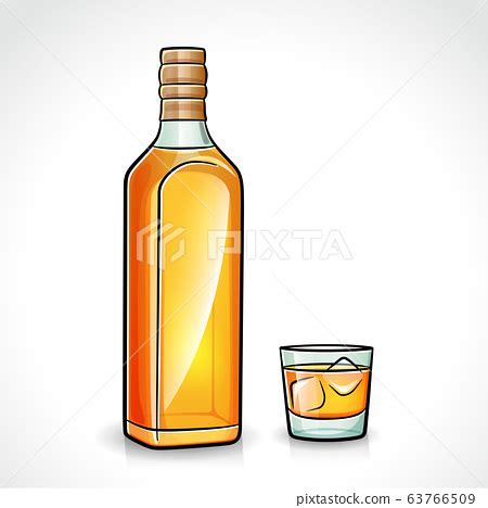 Vector whiskey bottle with glass - Stock Illustration [63766509] - PIXTA