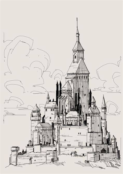 George Brad - Daily Sketch - Mountain Castle | Architecture drawing ...