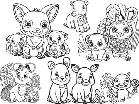 Cute Baby Animals Coloring Pages 24521227 Vector Art at Vecteezy